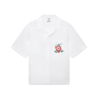 Cotton Poplin Embroidered Short Sleeve Shirt