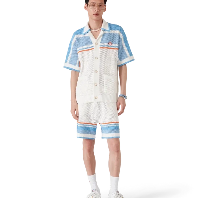 Cotton Tennis Short Sleeve Crochet Shirt Cotton Tennis Short Sleeve Crochet Shirt