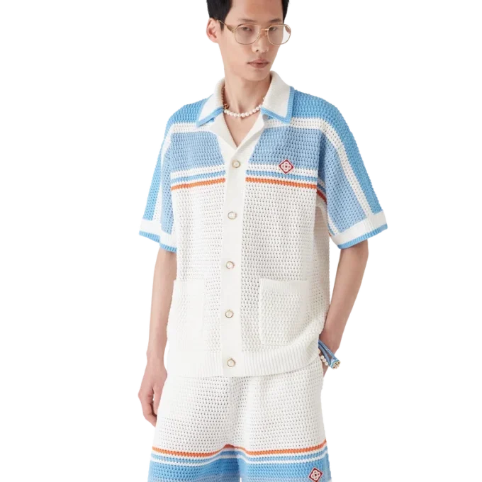 Cotton Tennis Short Sleeve Crochet Shirt Cotton Tennis Short Sleeve Crochet Shirt