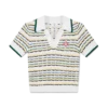 Cotton Tuck Stitch Cropped Polo Shirt Cotton Tuck Stitch Cropped Polo Shirt