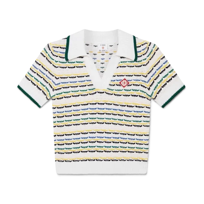 Cotton Tuck Stitch Cropped Polo Shirt Cotton Tuck Stitch Cropped Polo Shirt
