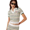 Cotton Tuck Stitch Cropped Polo Shirt Cotton Tuck Stitch Cropped Polo Shirt