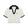 Cotton Wave Crochet Cropped Polo