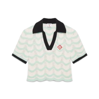 Cotton Wave Crochet Cropped Polo