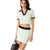Cotton Wave Crochet Cropped Polo