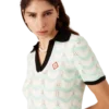 Cotton Wave Crochet Cropped Polo