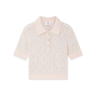 Crystal Monogram Knit Polo Shirt