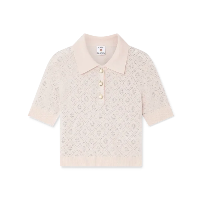 Crystal Monogram Knit Polo Shirt Crystal Monogram Knit Polo Shirt