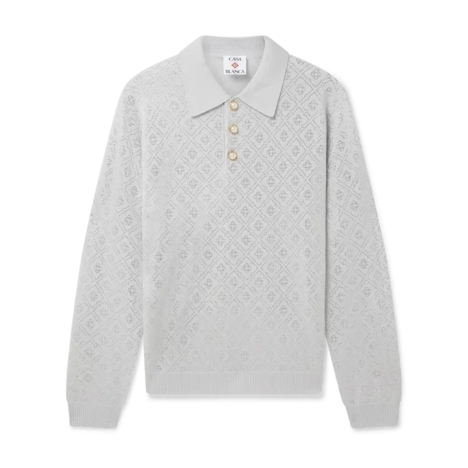 Crystal Monogram Knit Polo Shirt Crystal Monogram Knit Polo Shirt