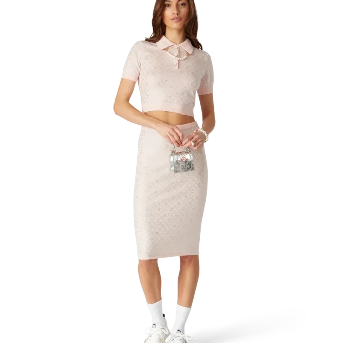 Crystal Monogram Knit Polo Shirt Crystal Monogram Knit Polo Shirt