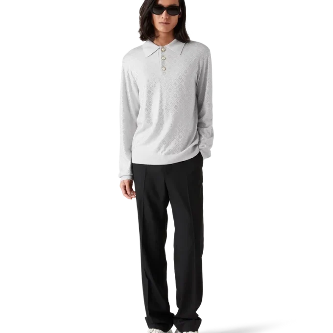 Crystal Monogram Knit Polo Shirt Crystal Monogram Knit Polo Shirt