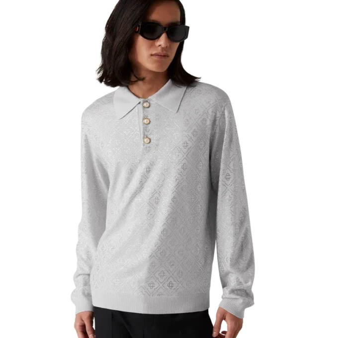 Crystal Monogram Knit Polo Shirt Crystal Monogram Knit Polo Shirt