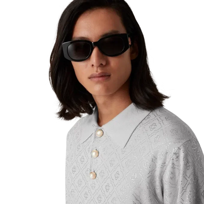 Crystal Monogram Knit Polo Shirt Crystal Monogram Knit Polo Shirt