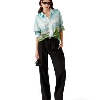Dalmatian a La Montange Long Sleeve Silk Shirt