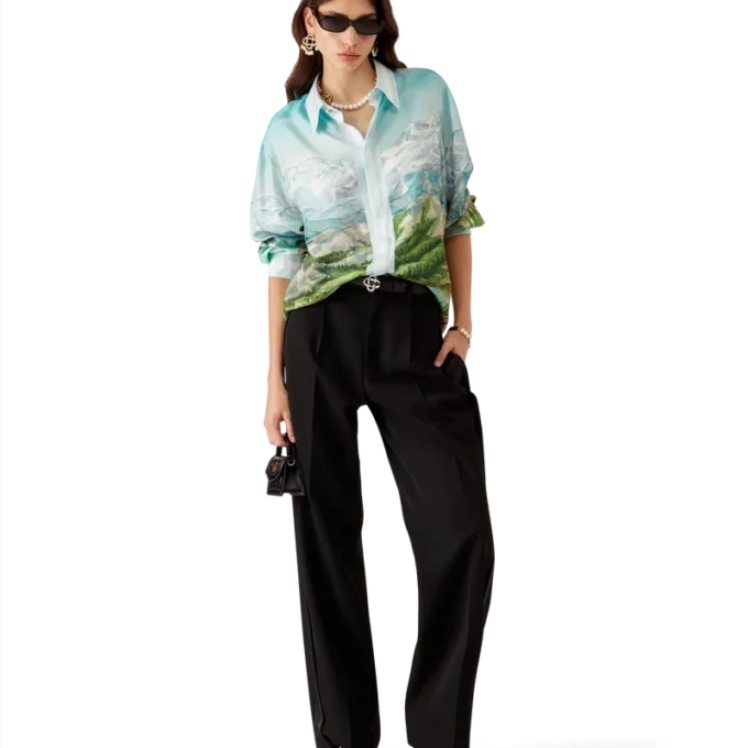 Dalmatian a La Montange Long Sleeve Silk Shirt Dalmatian a La Montange Long Sleeve Silk Shirt