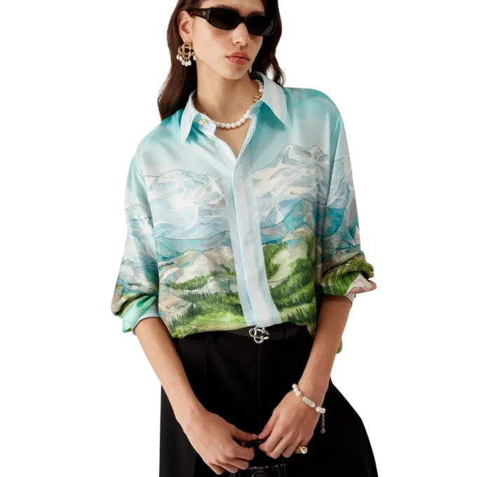 Dalmatian a La Montange Long Sleeve Silk Shirt Dalmatian a La Montange Long Sleeve Silk Shirt