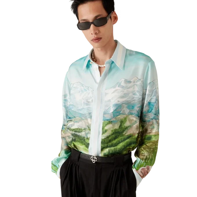 Dalmatian a La Montange Long Sleeve Silk Shirt Dalmatian a La Montange Long Sleeve Silk Shirt