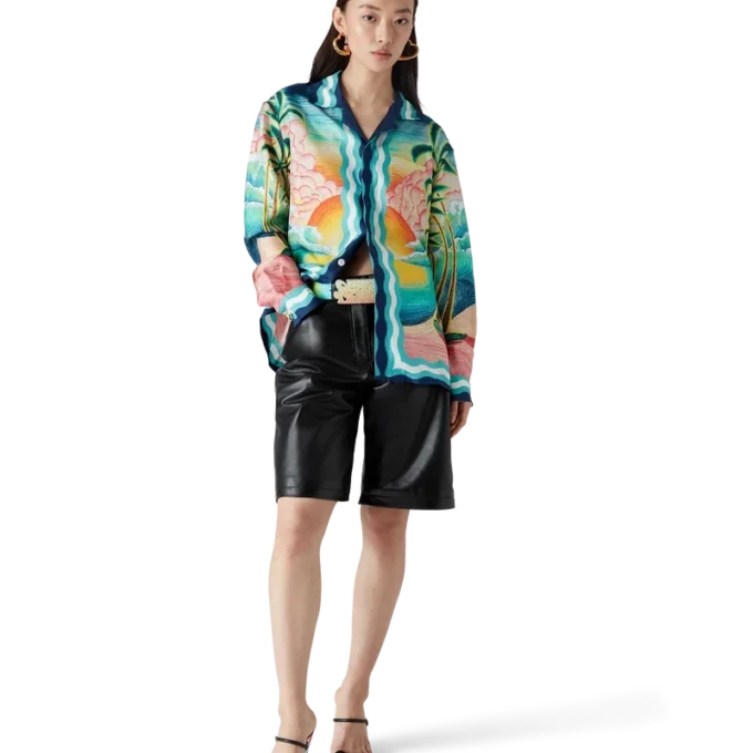 Danse De La Mer Long Sleeve Silk Shirt