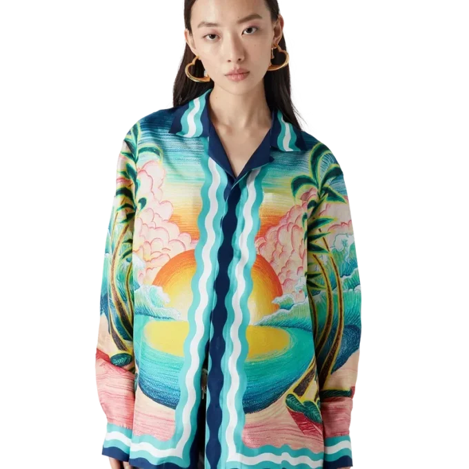 Danse De La Mer Long Sleeve Silk Shirt
