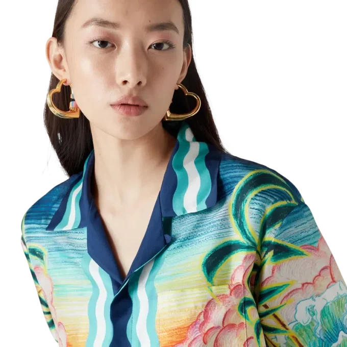 Danse De La Mer Long Sleeve Silk Shirt