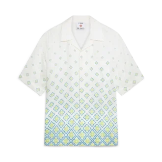 Degrade Monogram Short Sleeve Linen Shirt