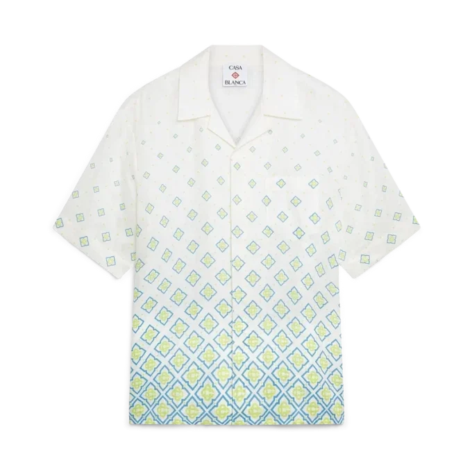 Degrade Monogram Short Sleeve Linen Shirt