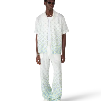 Degrade Monogram Short Sleeve Linen Shirt