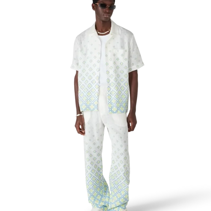 Degrade Monogram Short Sleeve Linen Shirt