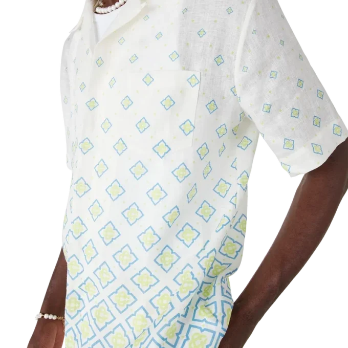Degrade Monogram Short Sleeve Linen Shirt
