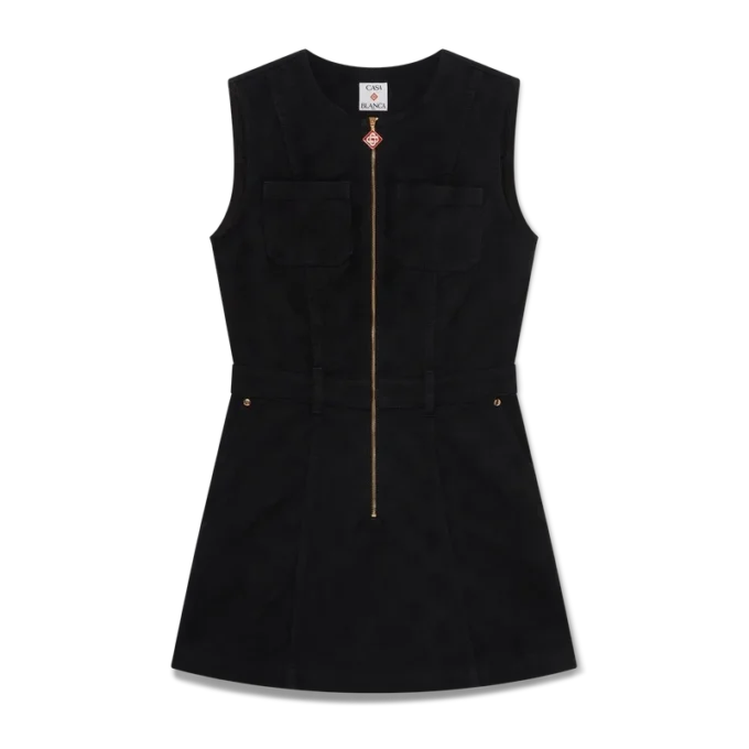 Denim Monogram Zip Dress Denim Monogram Zip Dress
