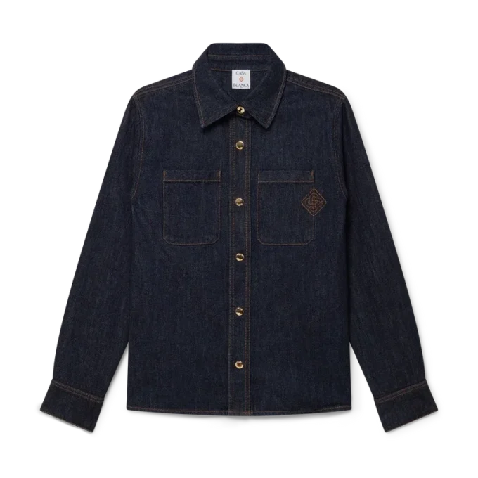 Denim Shirt with Logo Embroidery Denim Shirt with Logo Embroidery