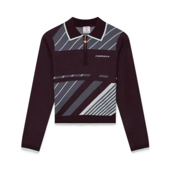 Diagonal Tennis Merino Long Sleeve Polo Shirt
