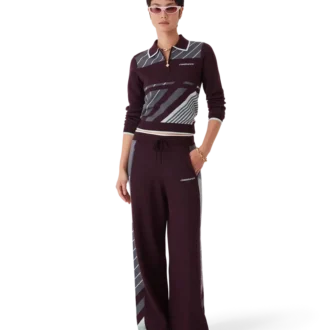Diagonal Tennis Merino Long Sleeve Polo Shirt