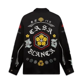 Emblem Long Sleeve Silk Satin Shirt