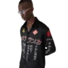 Emblem Long Sleeve Silk Satin Shirt