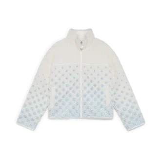Embroidered Gradient Monogram Cropped Fleece Jacket