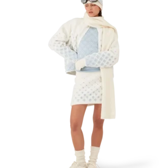 Embroidered Gradient Monogram Cropped Fleece Jacket