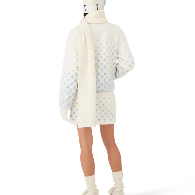 Embroidered Gradient Monogram Cropped Fleece Jacket