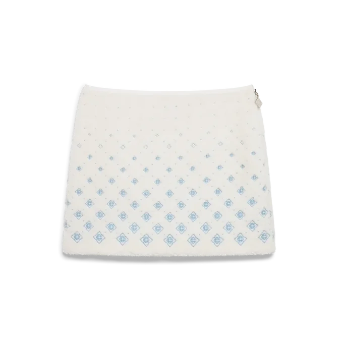 Embroidered Gradient Monogram Fleece Mini Skirt