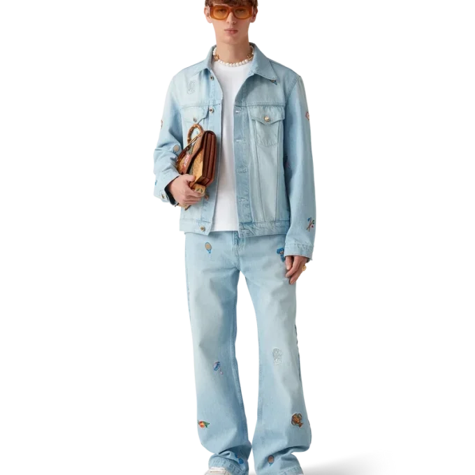 Embroidered Motif Denim Jacket Embroidered Motif Denim Jacket