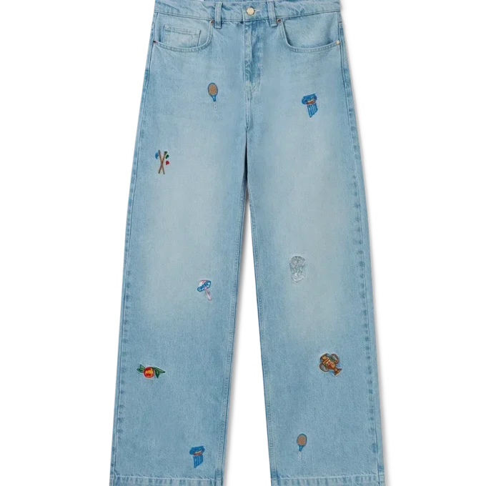 Embroidered Motif Jeans