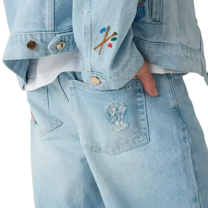 Embroidered Motif Jeans