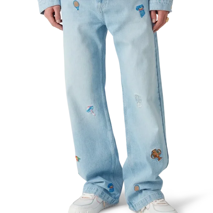 Embroidered Motif Jeans