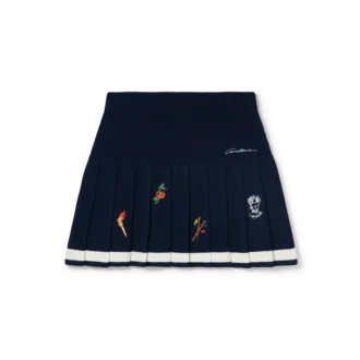 Embroidered Motif Wool Cashmere Pleated Skirt Embroidered Motif Wool Cashmere Pleated Skirt
