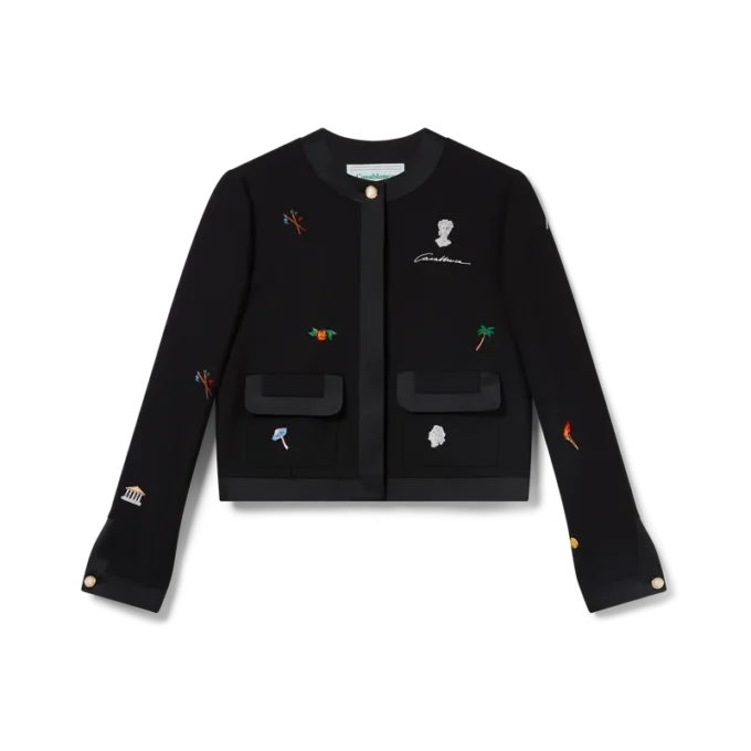Embroidered Motif Wool Tailored Jacket