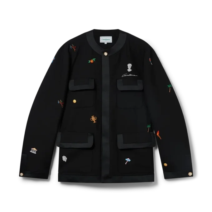 Embroidered Motif Wool Tailored Jacket Embroidered Motif Wool Tailored Jacket