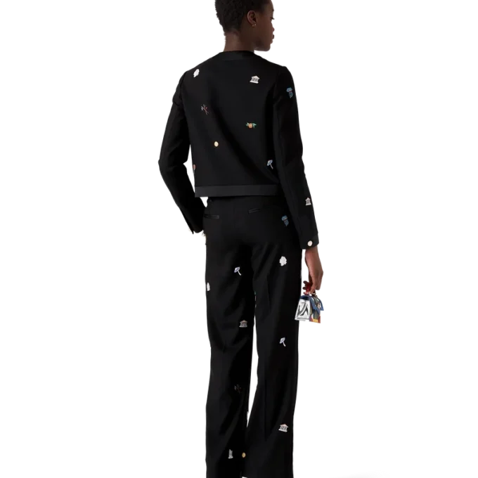 Embroidered Motif Wool Tailored Jacket