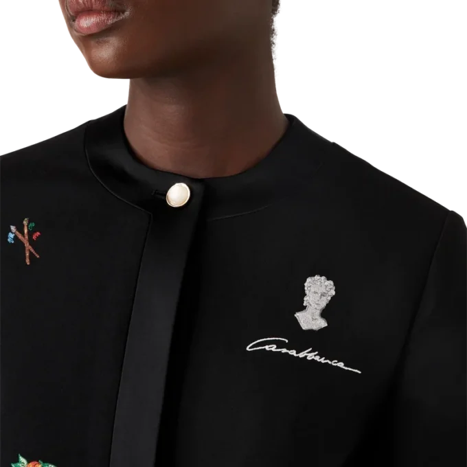 Embroidered Motif Wool Tailored Jacket