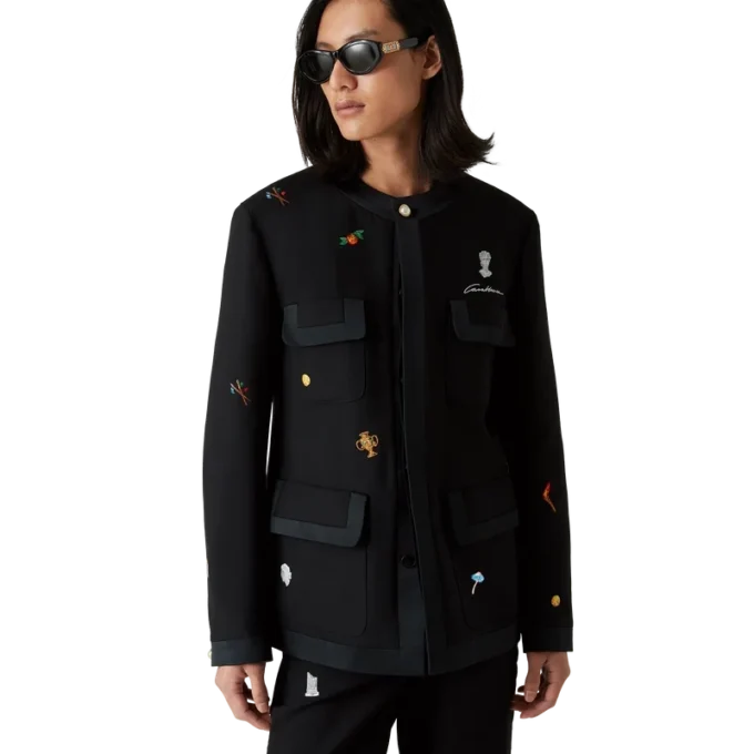 Embroidered Motif Wool Tailored Jacket Embroidered Motif Wool Tailored Jacket