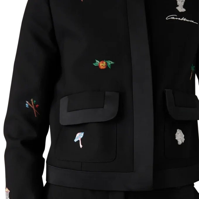 Embroidered Motif Wool Tailored Jacket